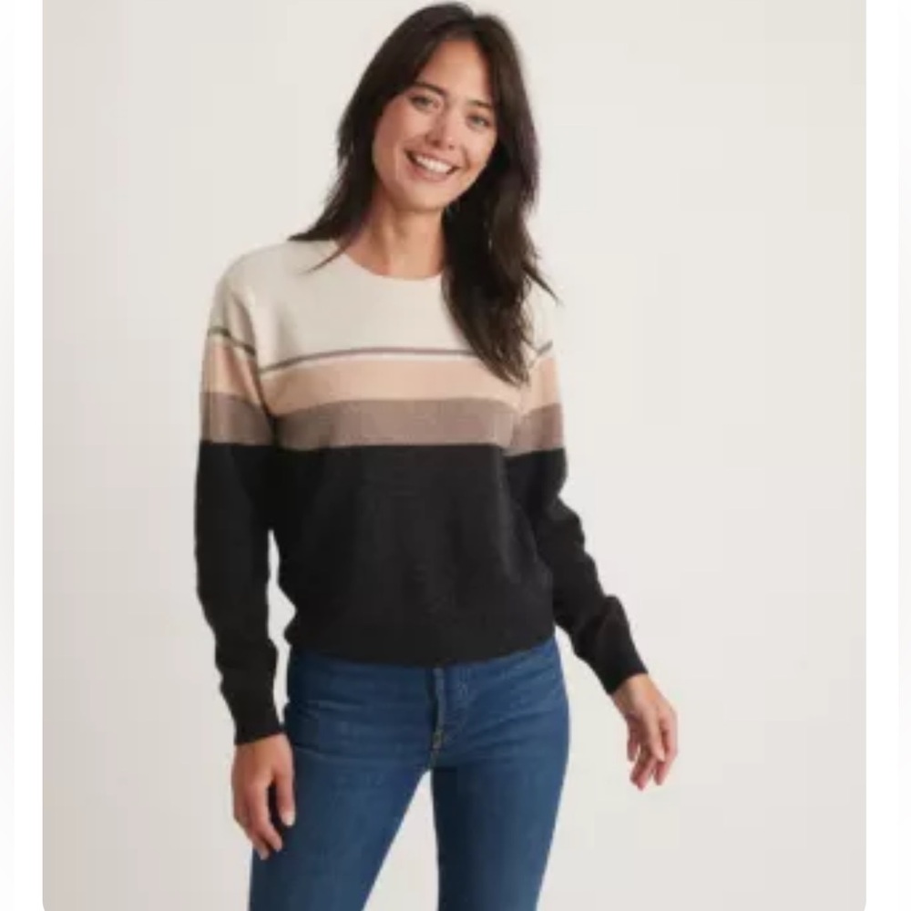 Marine Layer Harper stripe cashmere crewneck sweater women’s small